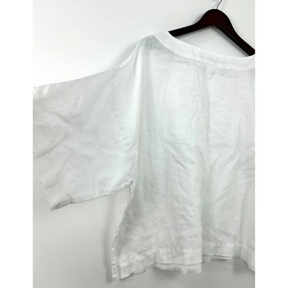 Pure Jill Linen Top Women Sz L White Boxy Oversized Blouse Lightweight 1080H4 - Picture 5 of 12